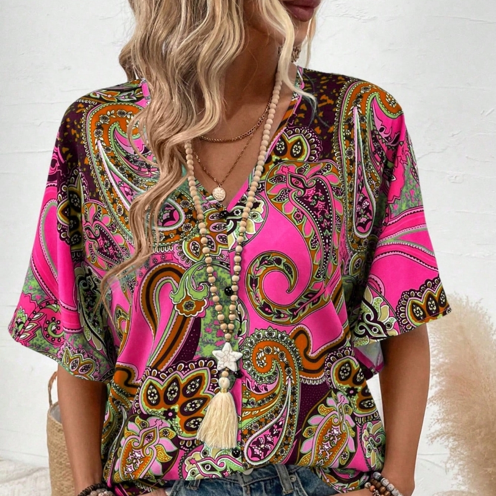 Printed Batwing Sleeve Shirt - Picture 3 of 4
